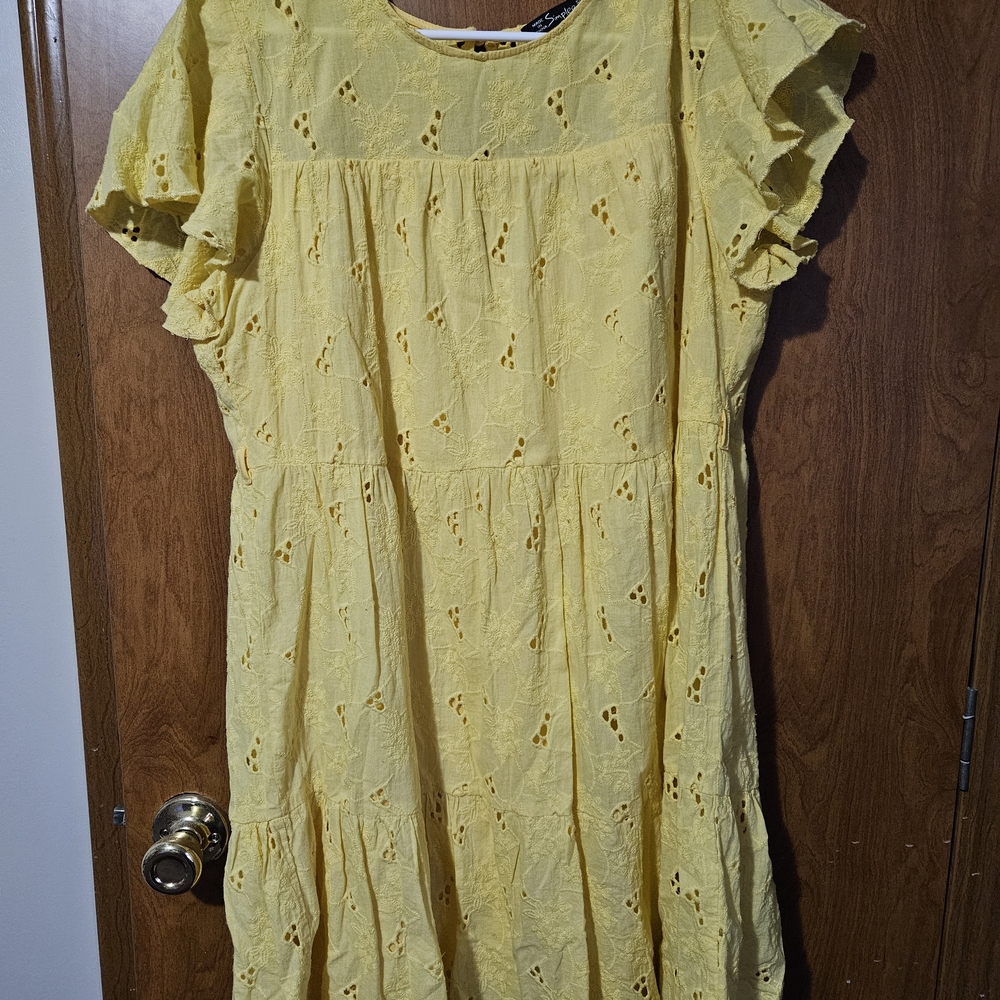 Simplee Apparel Sunny Yellow Eyelet Mini Dress